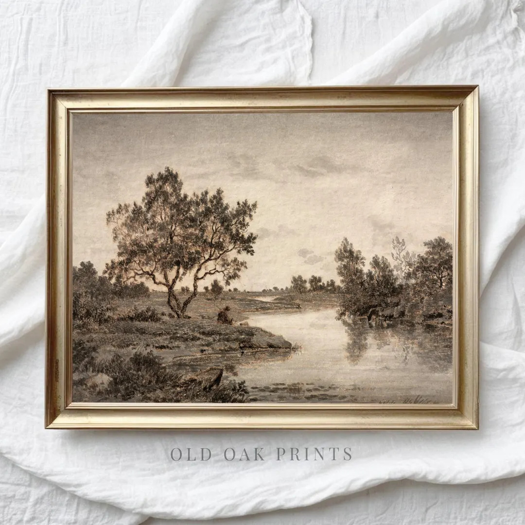 Rustic Country Landscape Print: Vintage Tree Sketch (digital Download) - Etsy | Etsy (US)