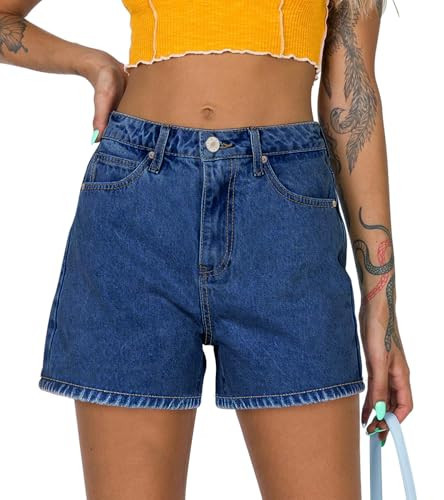 onlypuff Women Denim Shorts Ripped Mid Waisted Jean Shorts with Pockets | Amazon (US)