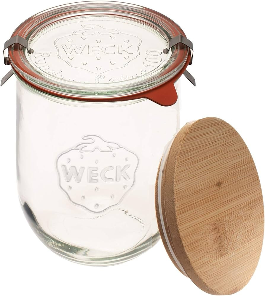Weck Tulip Jar - 35.9 fl. oz (1 Liter) - Large Glass Container for Sourdough Starter, Canning, an... | Amazon (US)