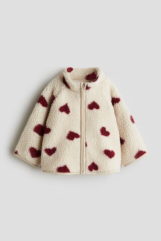 H & M - Printed Teddy Fleece Jacket - Beige | H&M (US + CA)