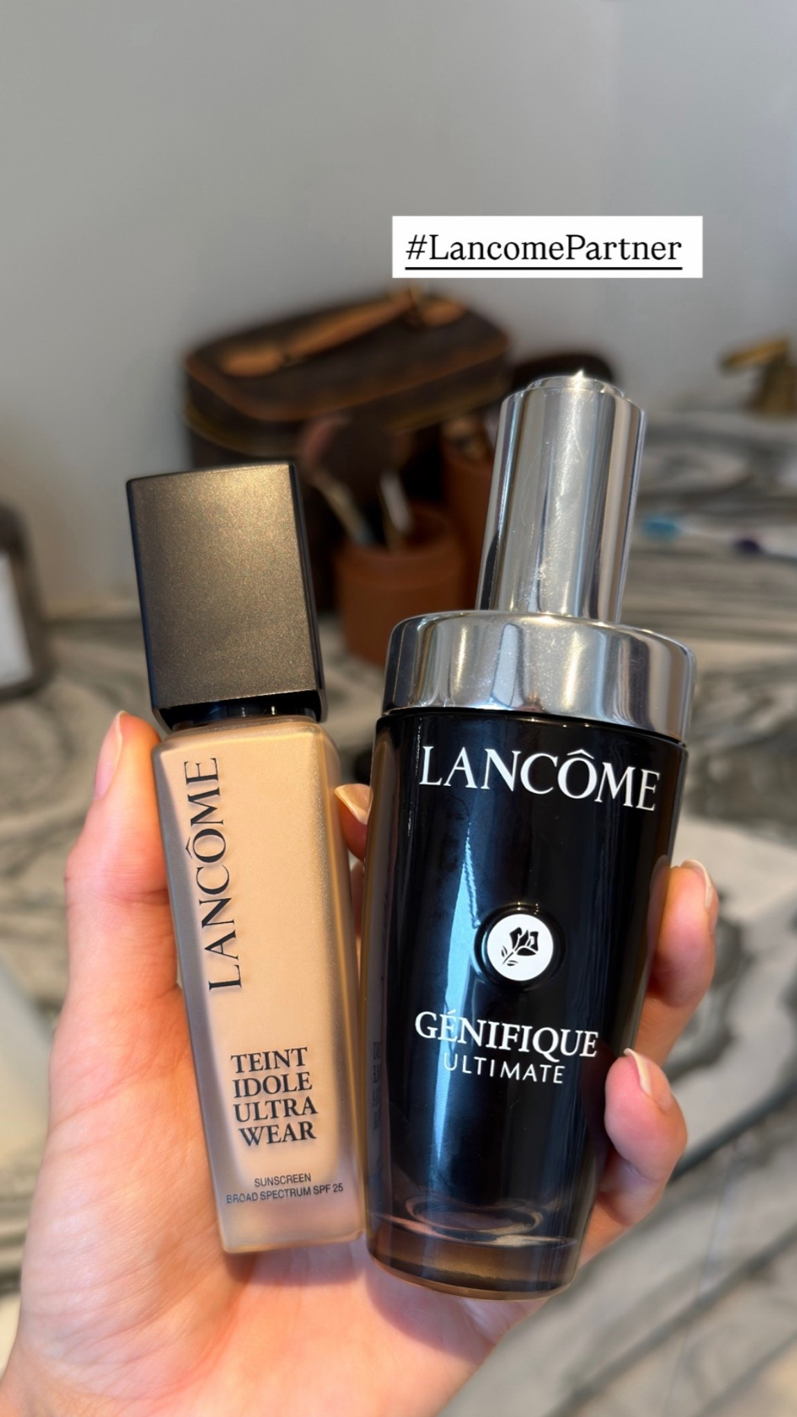 My GRWM favorites: @Lancôme Génifique Ultimate Serum + Teint Idole Foundation (in shade 355W) ! #LancomePartner #LancomeMakeup #LancomeSkincare #grwm #favoritefoundation