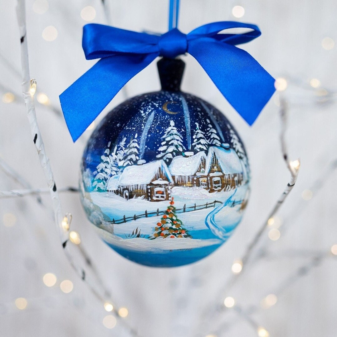 Wooden hand made and hand painted "Nordic Winter"ornaments, Wooden ball Christmas ornaments, Chri... | Etsy (US)