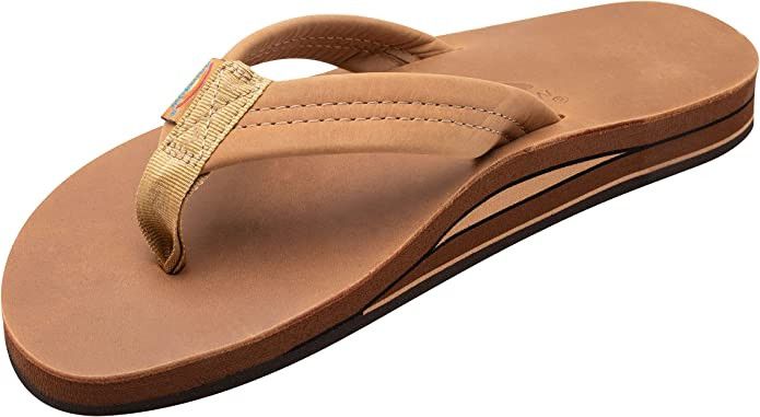 Rainbow Sandals Men's Leather Double Layer with Arch Wide Strap | Amazon (US)