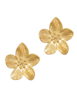 ADORNIA Tarnish Resistant Gold Statement Flower Stud Earrings - Macy's | Macy's
