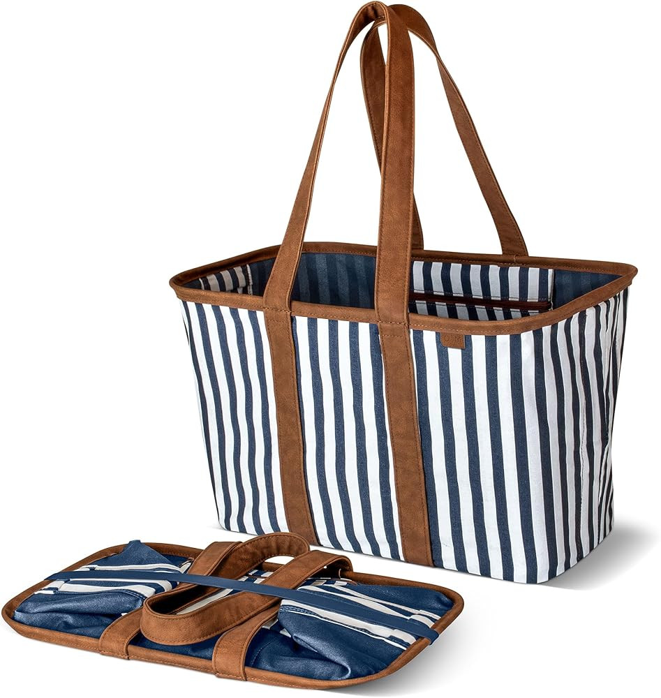 CleverMade Collapsible LUXE Tote - Reusable Grocery Shopping Storage Bag Organizer w/Handles Rein... | Amazon (US)