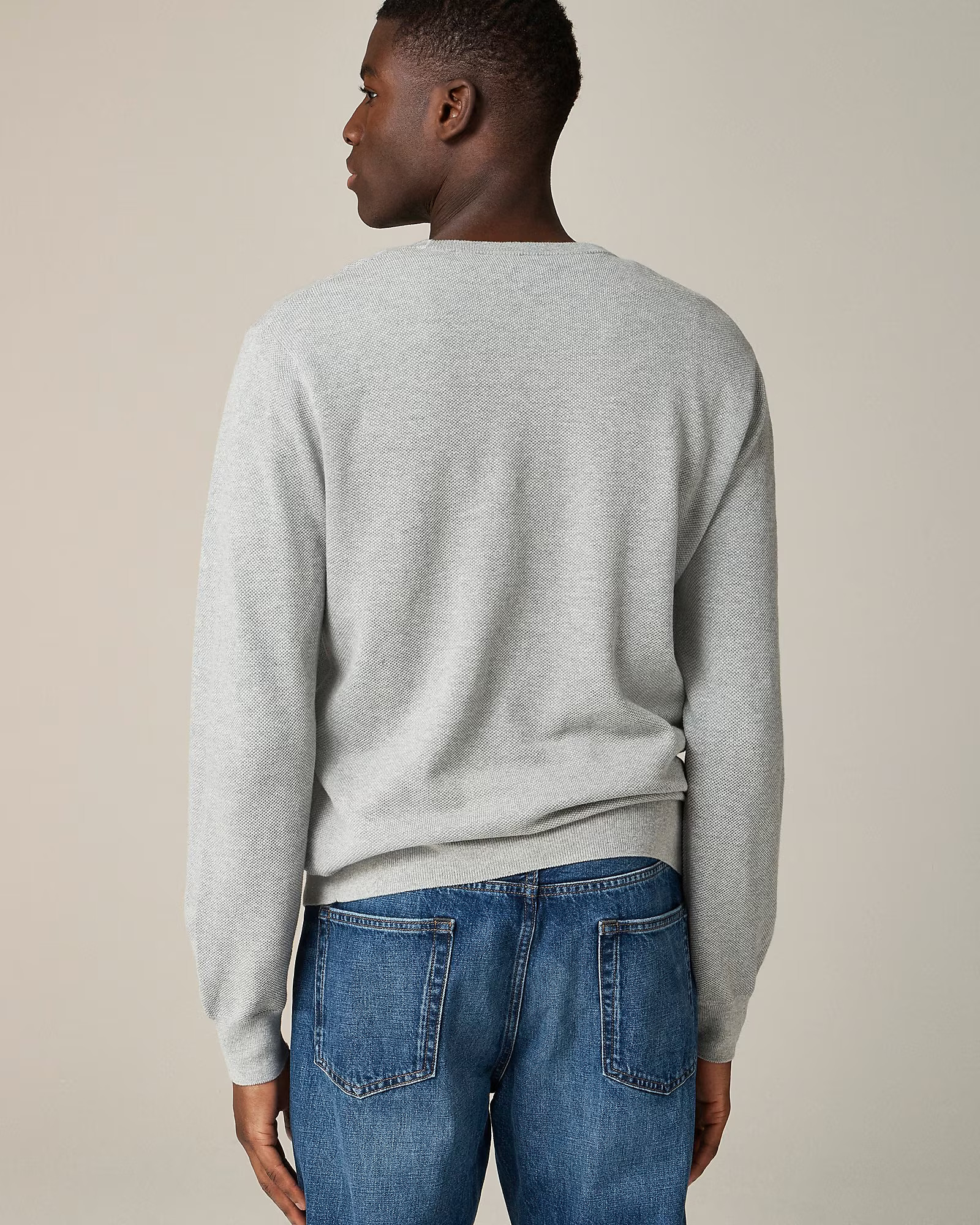 Cotton piqué-stitch crewneck sweater | J. Crew US