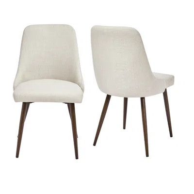 2 Beige Dining Chairs - Modern Upholstery With Foam Fill And Metal Legs Mid-Century Chair , Upholstered For A Vibe | Wayfair North America
