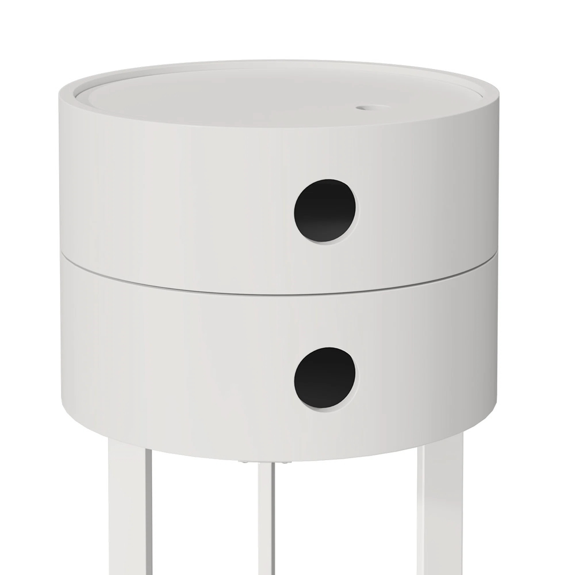2 - Drawer Round End Table， Rotary Opening Nightstand, White | Wayfair North America