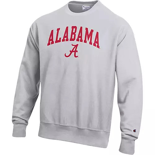 Champion Men's Alabama Crimson Tide Silver Grey Reverse Weave Crew Pullover Sweatshirt | DICK'S Sporting Goods