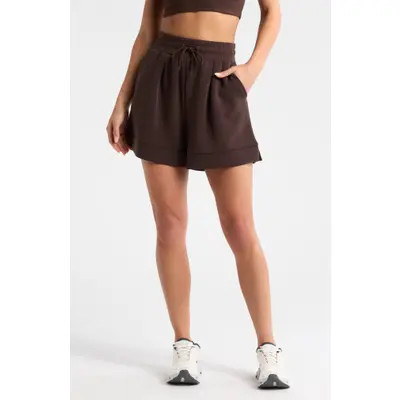 Zella Ultrasoft High Waist Scuba Knit Shorts in Brown Mole at Nordstrom, Size Xx-Large | Nordstrom