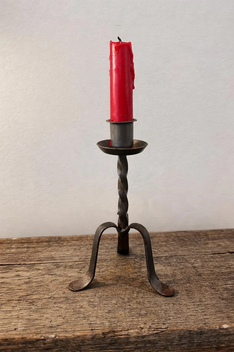 Primitive Style Iron Candlestick Holder Twisted Stem Rustic Farmhouse Early American Decor Taper ... | Etsy (US)