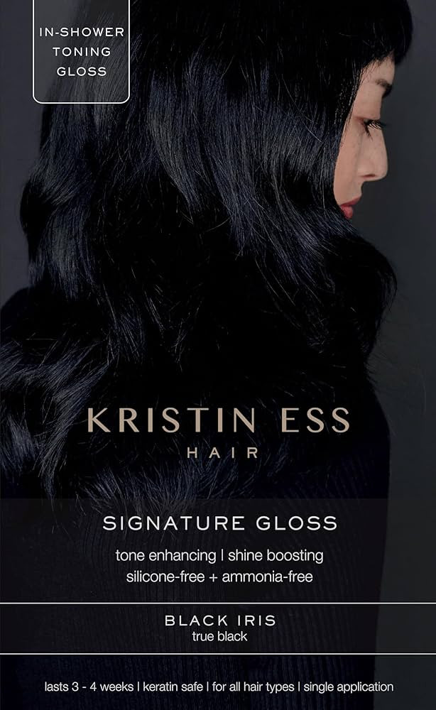 Kristin Ess Hair Gloss in Black Iris True Black - 4 Wk Semi Permanent Hair Color for Women - Blac... | Amazon (US)