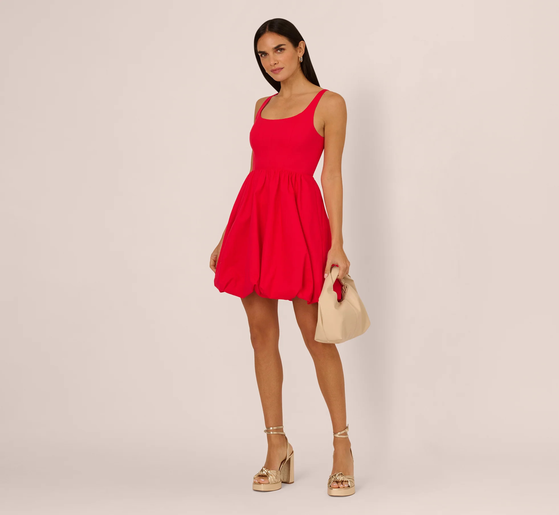 Square Neck Bubble Dress In Scarlet | Adrianna Papell