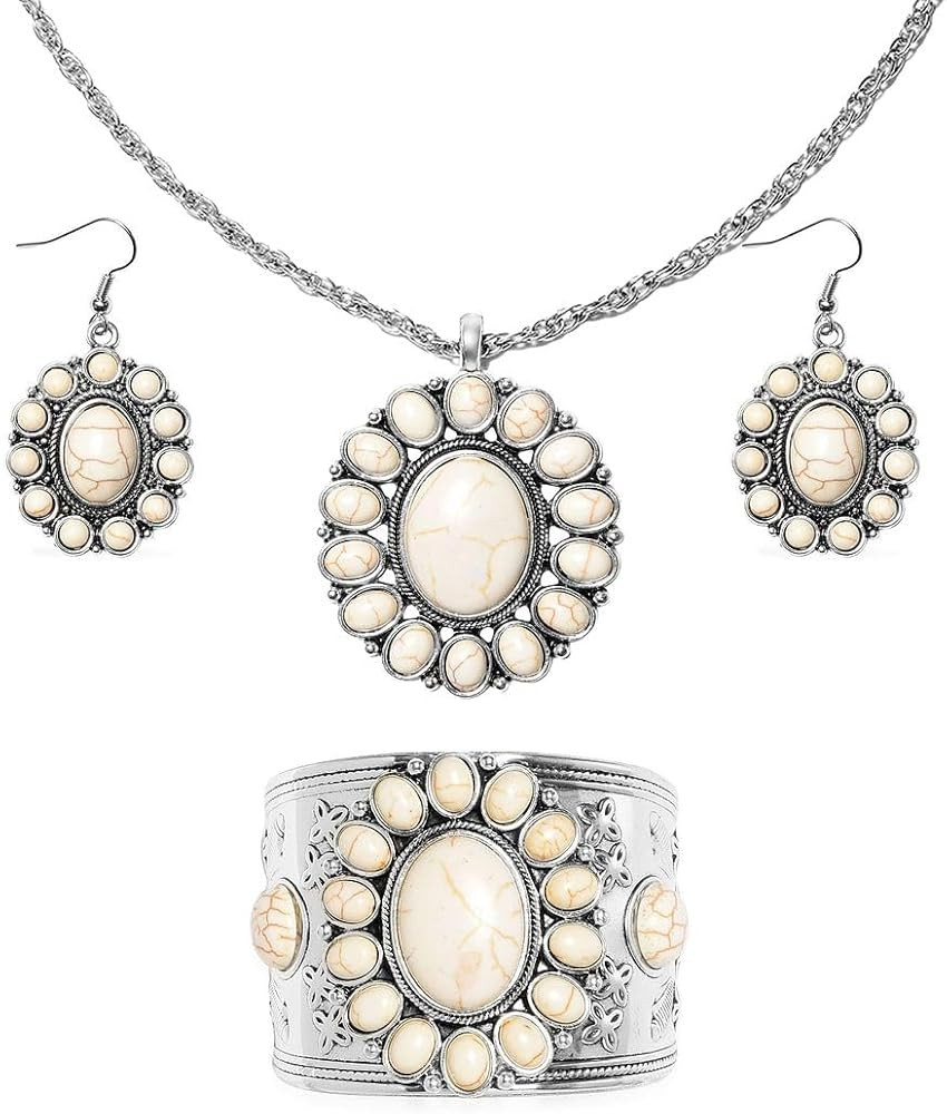 Howlite Jewelry Set - Pink, Yellow, Blue, Green & White Western Jewelry for Women - Turquoise Ins... | Amazon (US)