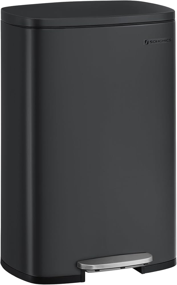 SONGMICS 13 Gallon Trash Can, Stainless Steel Kitchen Garbage Can, Recycling or Waste Bin, Soft C... | Amazon (US)