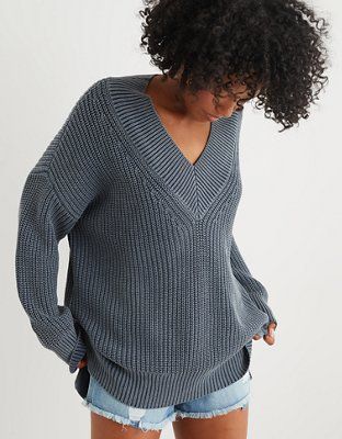 Aerie Wide V Neck Oversized Pullover Sweater | American Eagle Outfitters (US & CA)