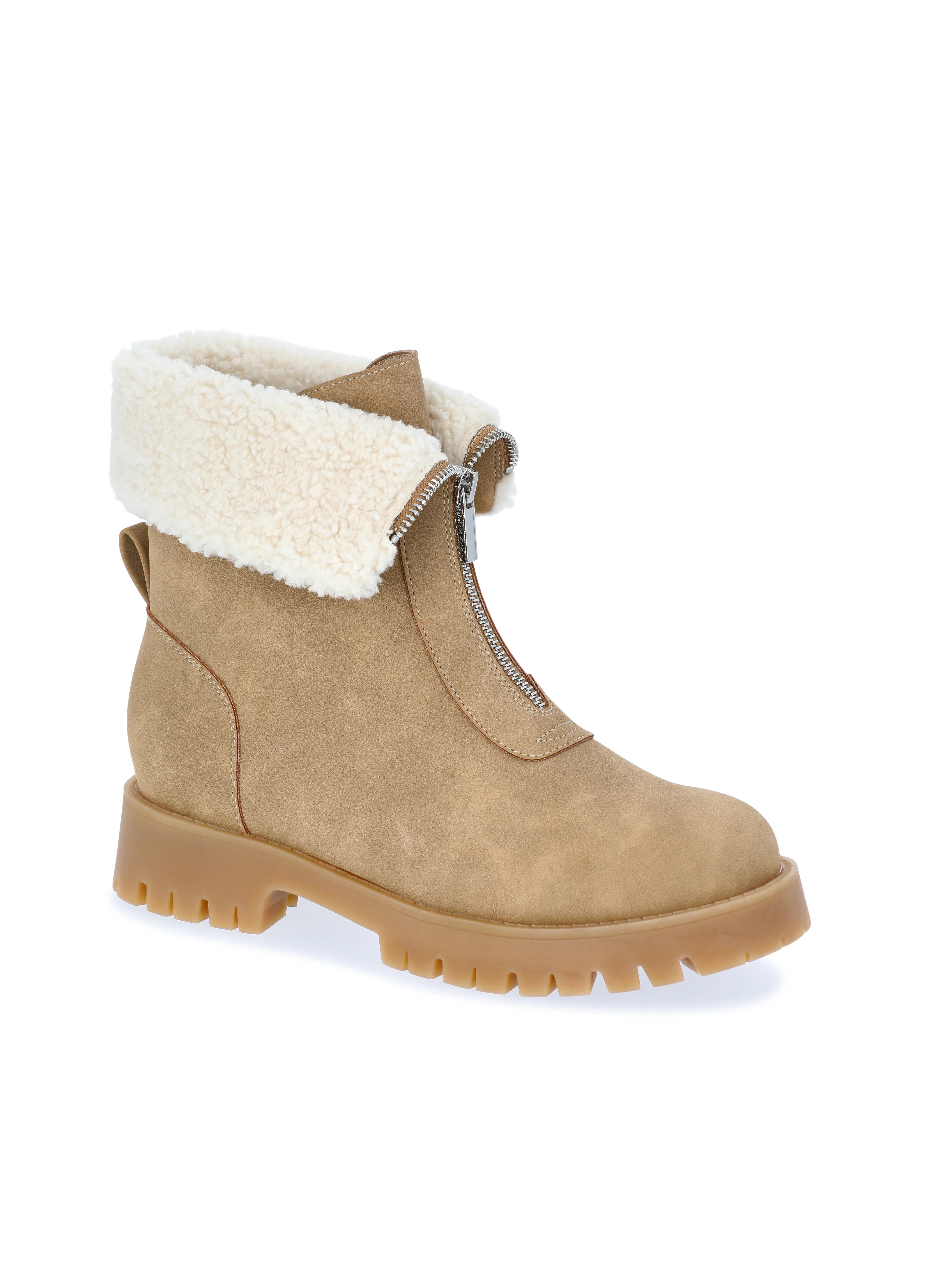 No Boundaries Women's Fold Over Zip Front Boots, Wide Width Available, Women's | Walmart (US)