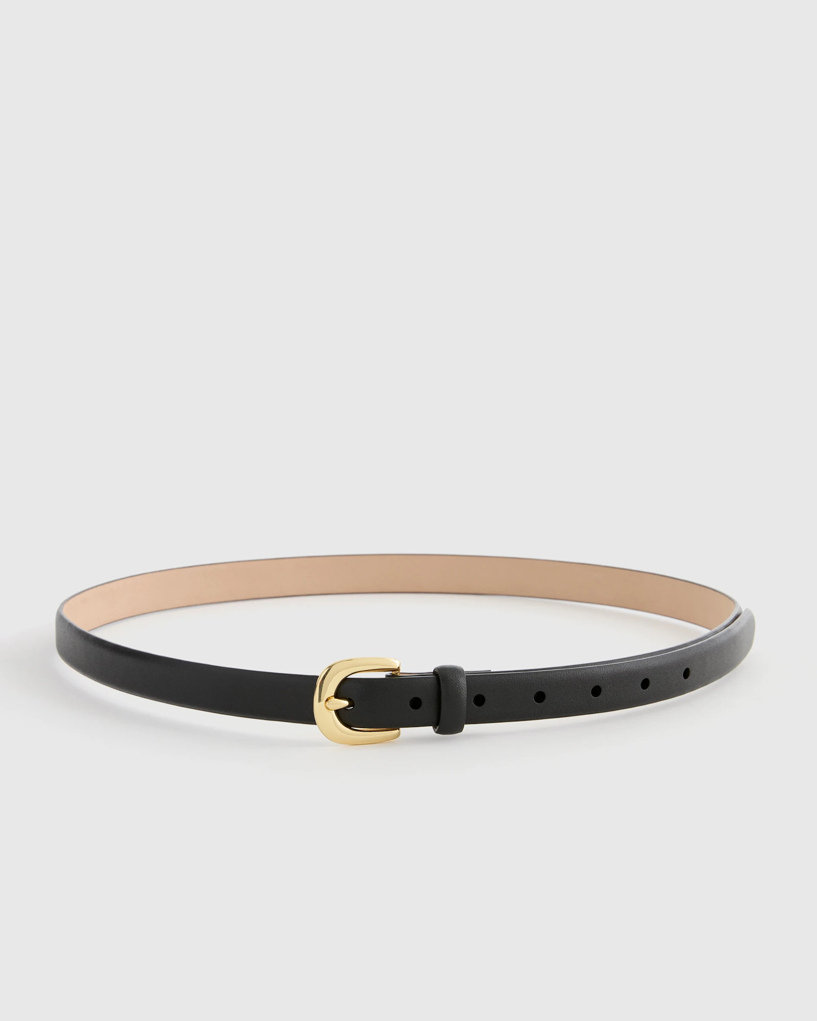 Quince | Women's Sofia European Leather Skinny Belt in Mushroom, Size XL | Quince