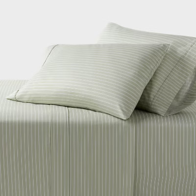 Twin/Twin XL 400 Thread Count Performance Sheet Set Green Stripe - Threshold™ | Target