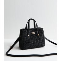 Black Faux Leather Woven Mini Tote Bag New Look | New Look (UK)