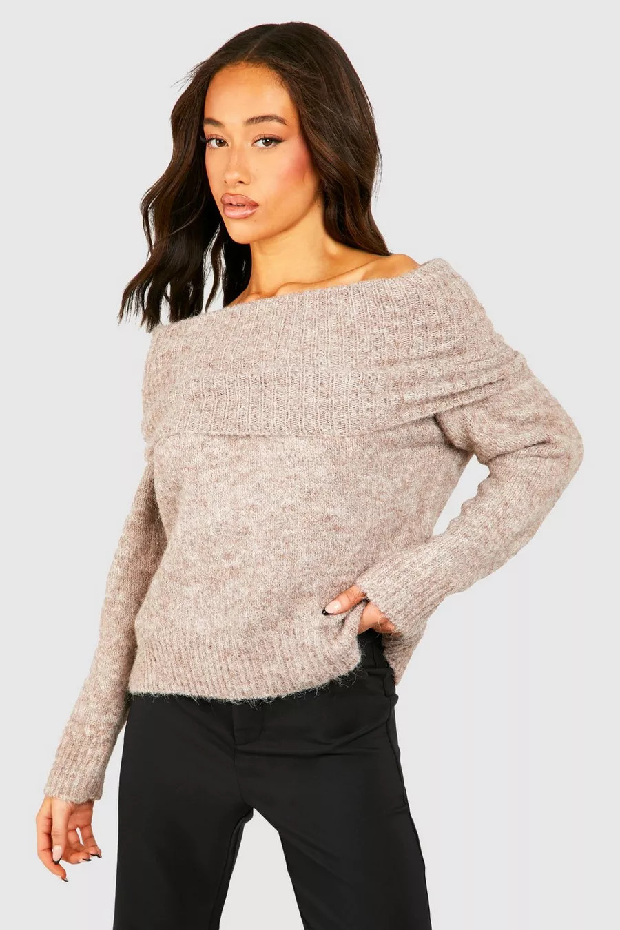 Premium Soft Knit Off The Shoulder Oversized Sweater | boohoo (US & Canada)