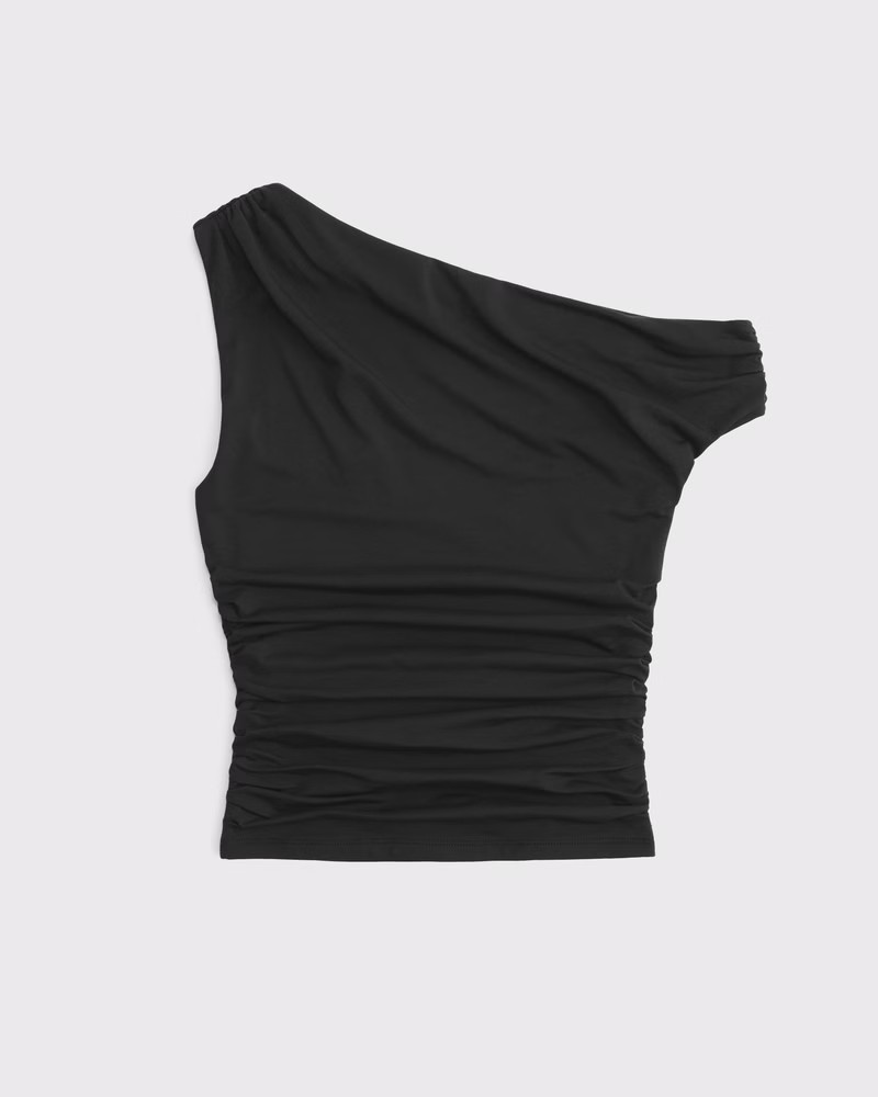 Abercrombie & Fitch Women's Asymmetrical Draped Top in Black - Size M | Abercrombie & Fitch (US)