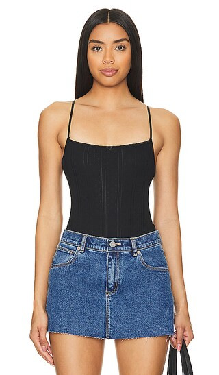 The Pointelle Bodysuit in Black | Revolve Clothing (Global)