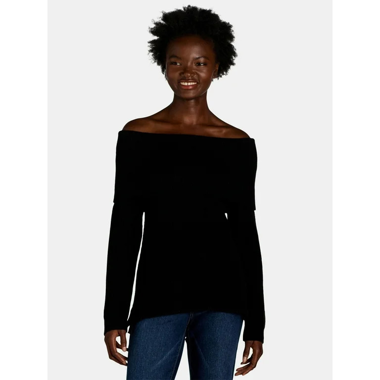 Time and Tru Women's Off Shoulder Sweater, Sizes XS-XXXL | Walmart (US)