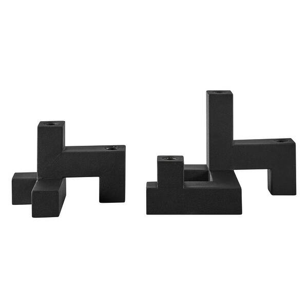 Danya B. Contemporary Black Metal 2-Piece Stacking Candelabra Taper Candle Holder Set - Bed Bath ... | Bed Bath & Beyond