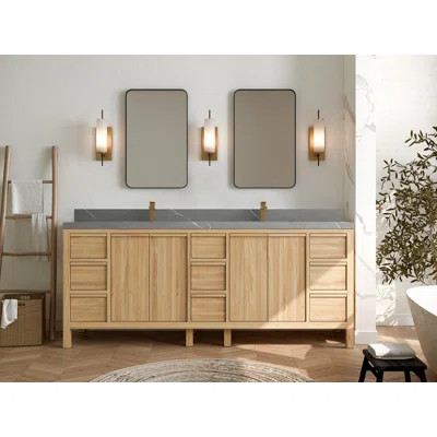 84'' Double Bathroom Vanity with Quartz Top | Wayfair North America