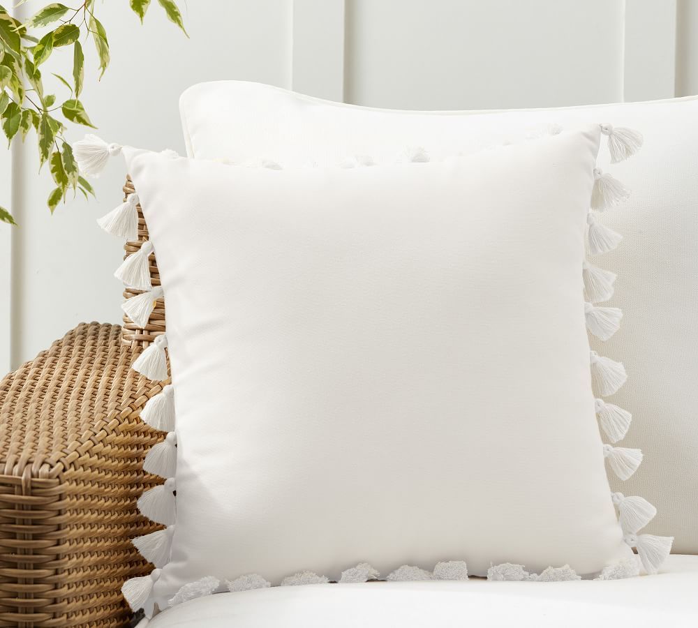 Tassel Trim Indoor/Outdoor Pillows | Pottery Barn (US)