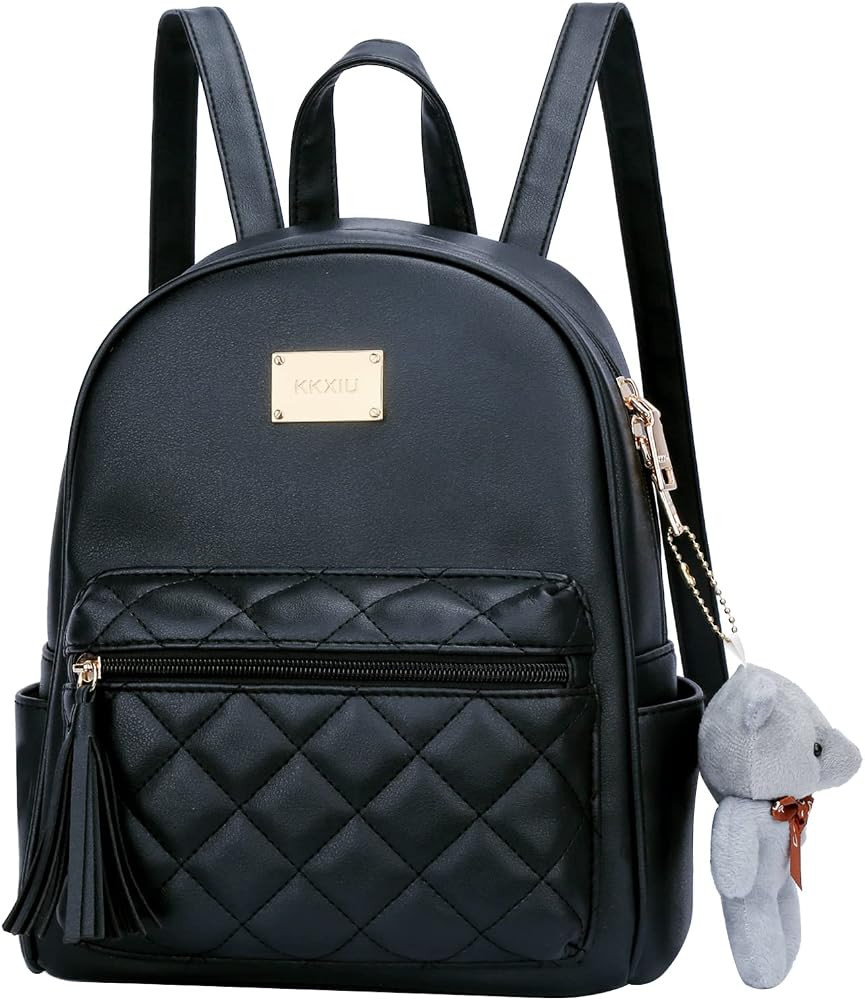 KKXIU Small Backpack Purse Synthetic Leather Quilted Mini Daypack For Women Fashion Ladies Bookba... | Amazon (US)