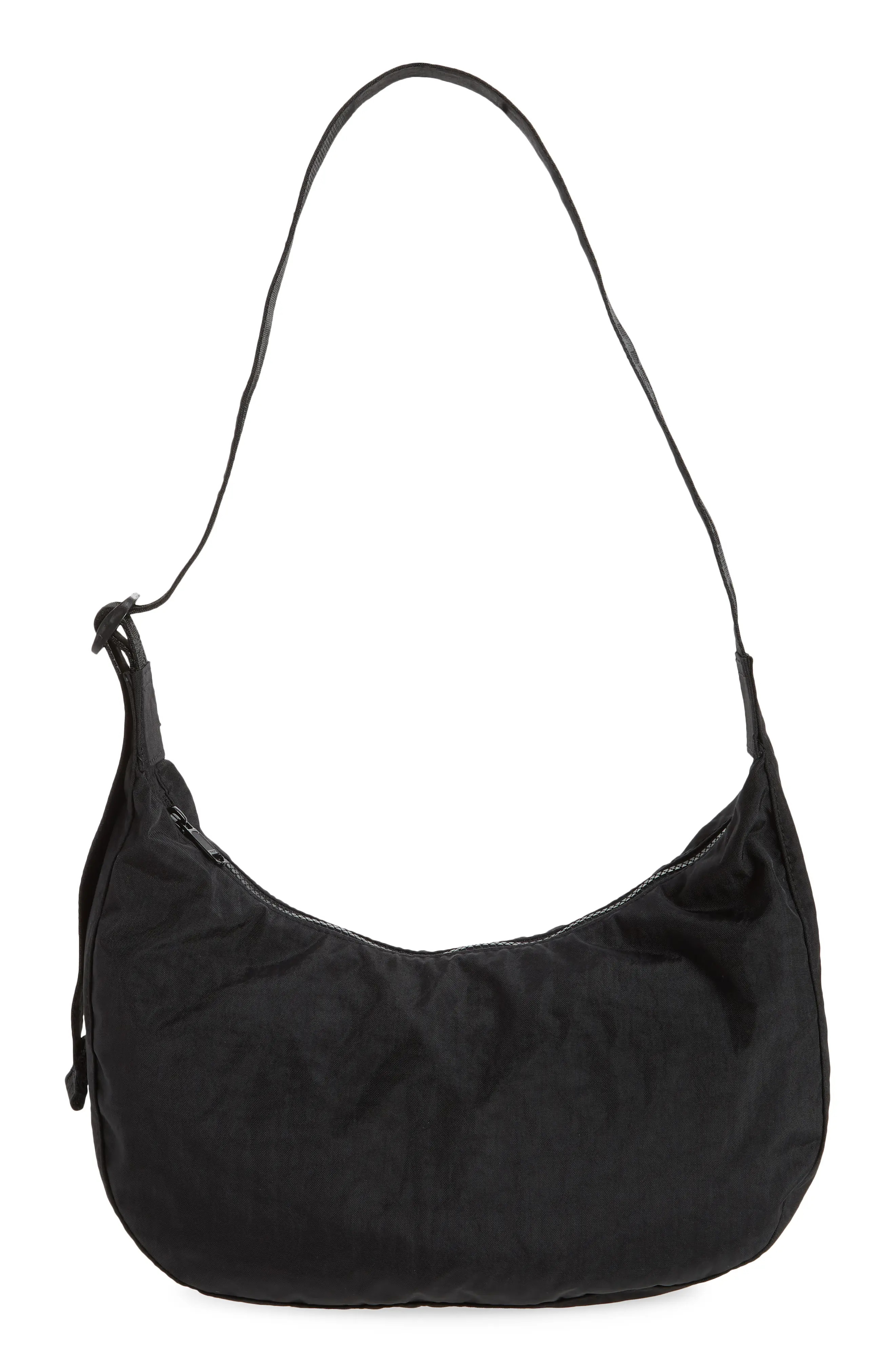 Baggu Medium Crescent Nylon Canvas Shoulder Bag in Black at Nordstrom | Nordstrom
