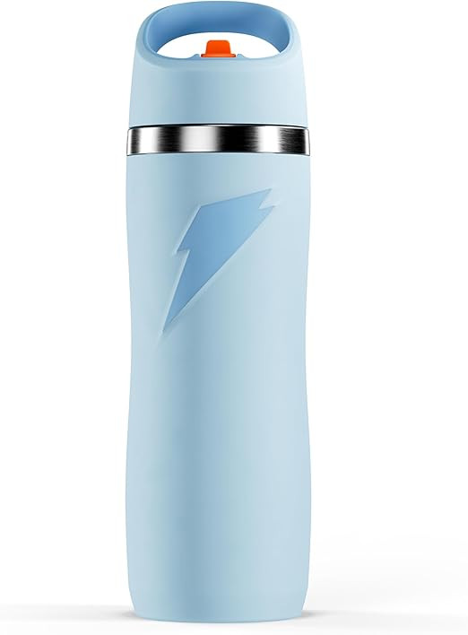 Gatorade 'Overtime' 32oz Stainless Steel Water Bottle, Straw Cap, Light Blue | Amazon (US)