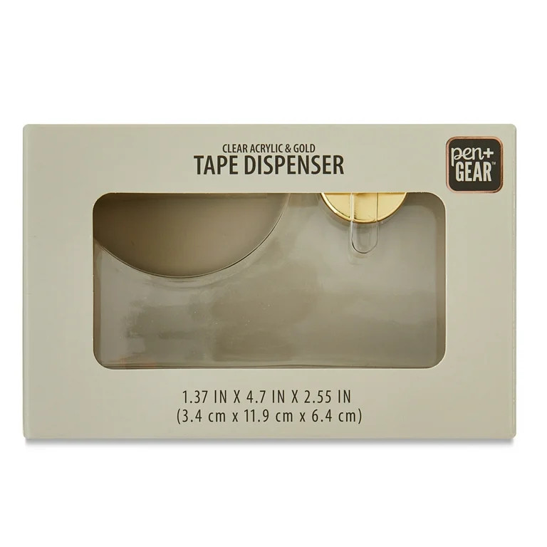 Pen+Gear Adhesive Tape Dispenser, Gold, 1.37" ×4.7" × 2.55",  Made from Acrylic | Walmart (US)