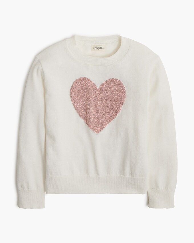 Girls' pink shimmer heart sweater | J.Crew Factory