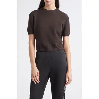 Toccin Elsie Short Sleeve Wool & Cashmere Sweater in Espresso at Nordstrom, Size Large | Nordstrom