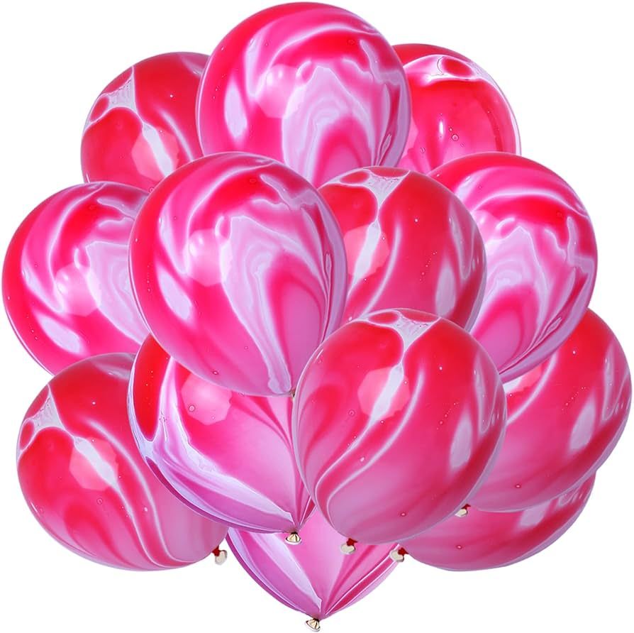 Pink Marble Balloons Hot Pink Balloons Marble Agate Latex Balloons 12 Inch 50PCS Pink Tie Dye Bal... | Amazon (US)