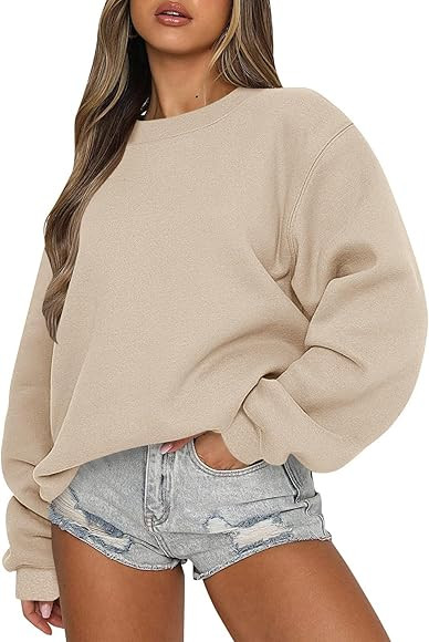 Oversized Crewneck Sweatshirts Women Long Sleeve Fleece Pullover Tops Fall Y2k Sweater Cute Hoodi... | Amazon (US)