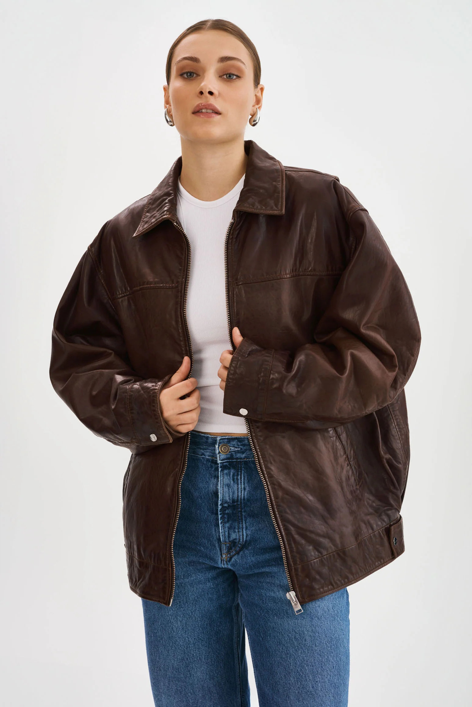 THEIA | Leather Bomber Jacket | LAMARQUE