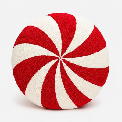 Red & White Peppermint Red & White Peppermint Candy Cane Christmas Filled Throw Pillow – 15" X 15" Round | Wayfair North America