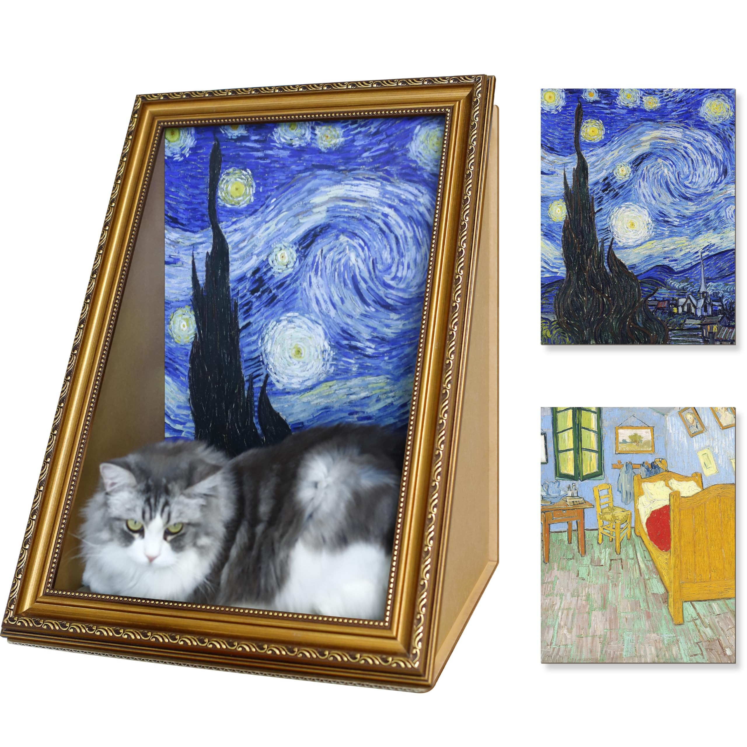 Cat Living in Famous Painting – Double-Sided Oil Painting Cat House with Scratcher Vintage Art ... | Amazon (US)