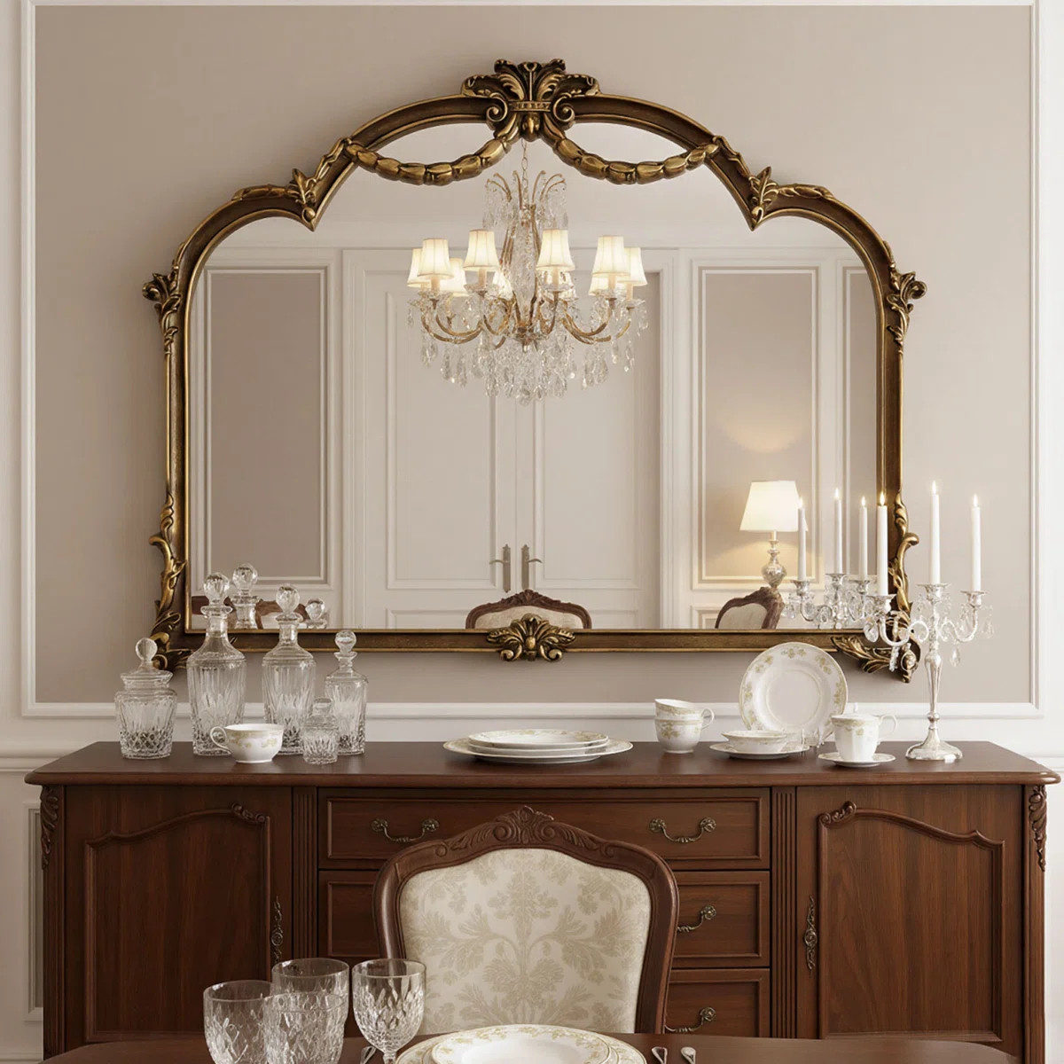 Arch Antique Ornate Wall Mirror with Baroque Metal Frame,Vintage Mirror for Fireplace or Entryway... | Wayfair North America