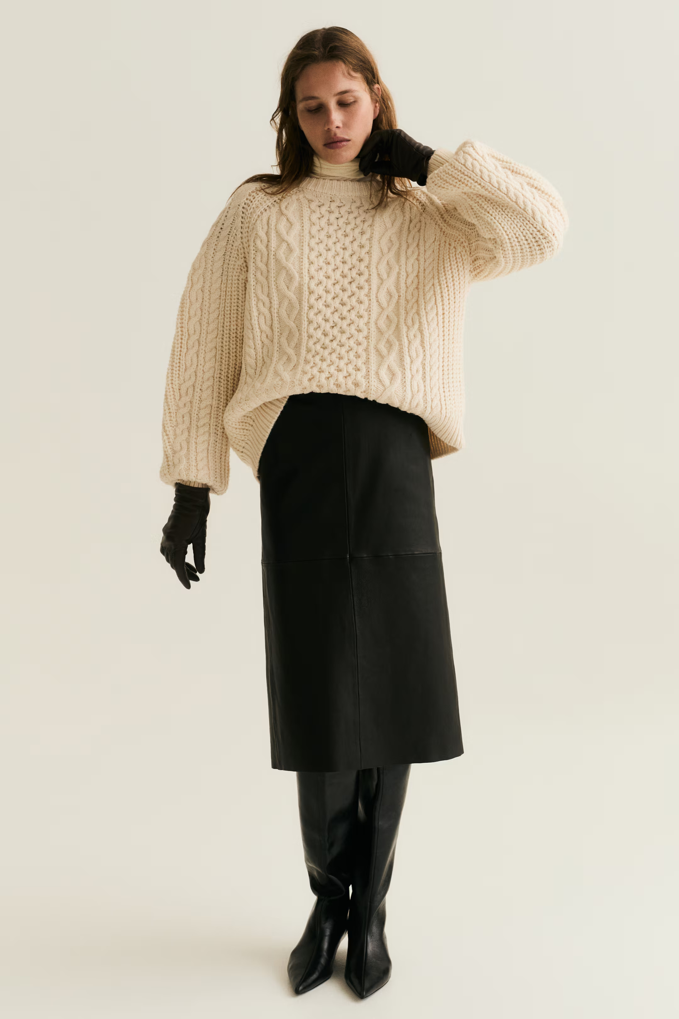 Cable-Knit Sweater - Cream - Ladies | H&M US | H&M (US + CA)
