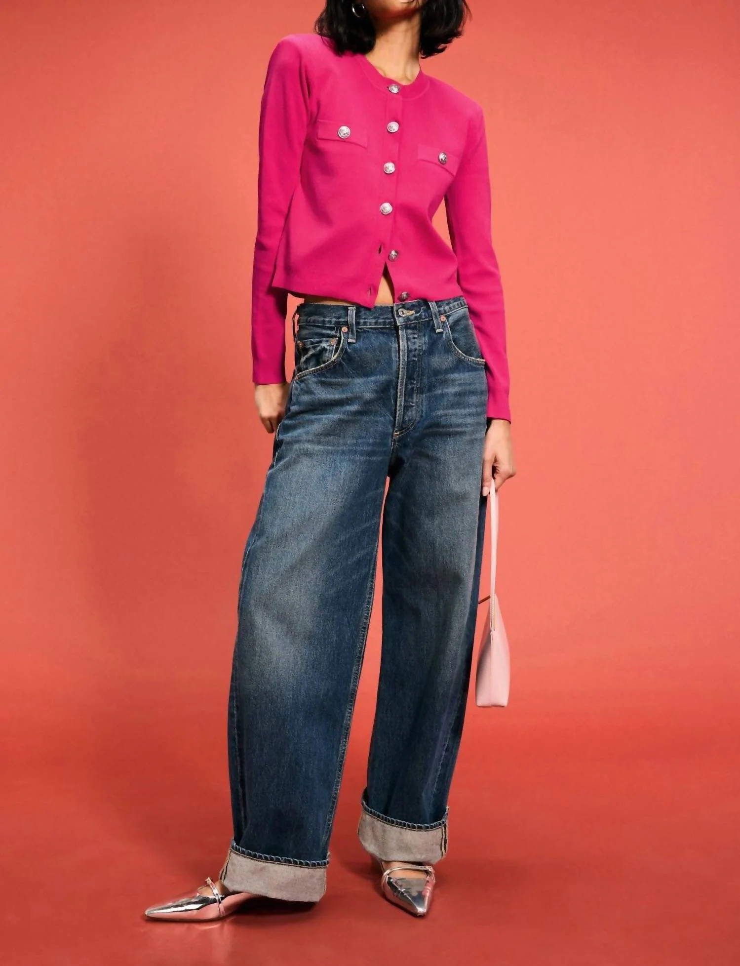 Toulouse Cropped Cardigan In Ruby/nickel | Shop Simon