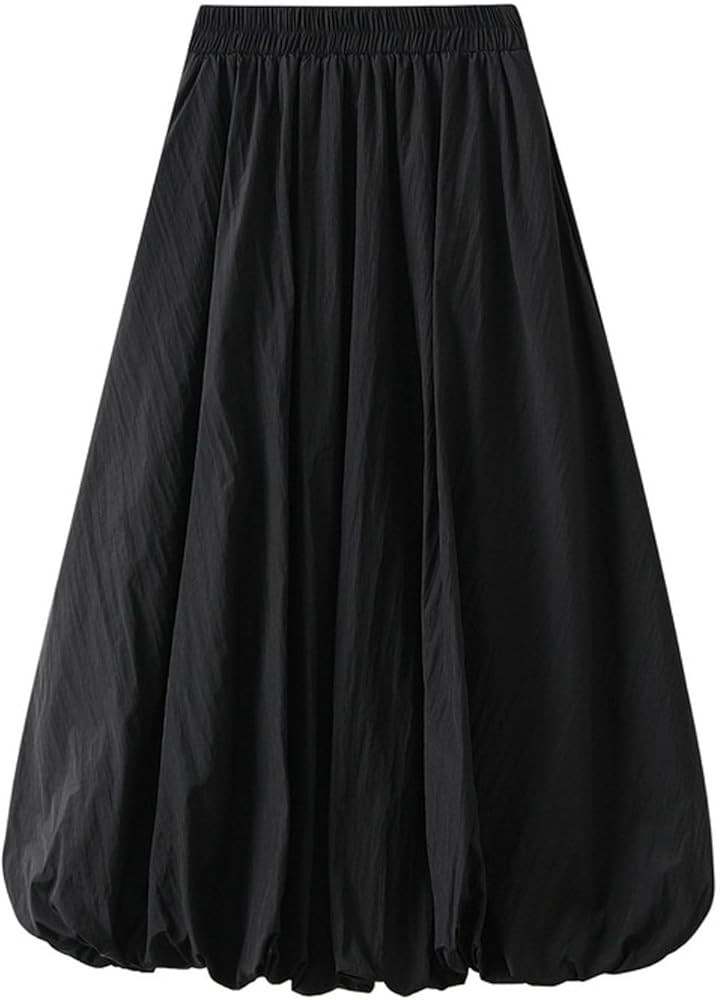 Womens Lantern Skirt A Line Midi Bubble Elastic Waist Pom Pom Skirts 2025 Fashion Casual Party Sk... | Amazon (US)