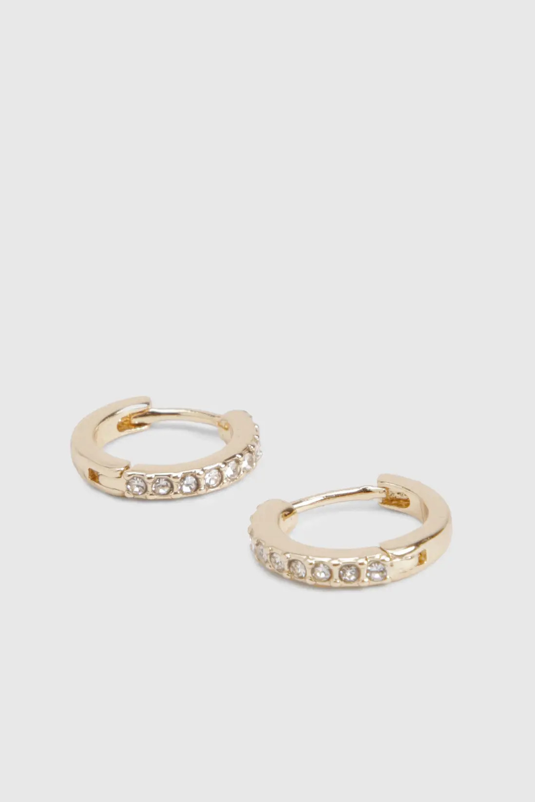 Gold Mini Embellished Hoops | Boohoo | Boohoo.com (UK & IE)