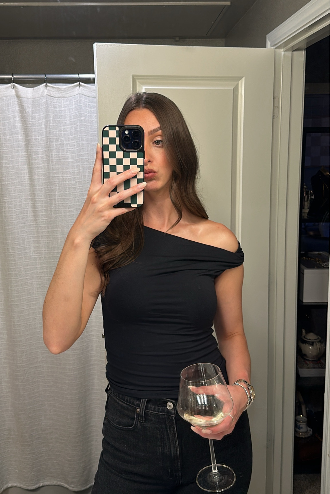 going out outfit - black off the shoulder top - date night

#LTKFindsUnder50 #LTKStyleTip