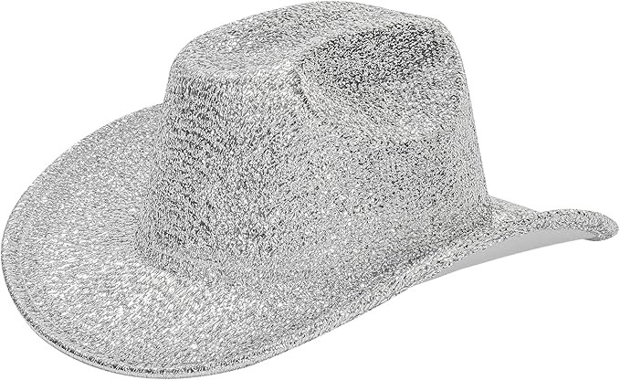 Silver Space Cowboy Hat - Sparkly Glitter Holographic Cowgirl Hat Rave Hat for Bachlorette Party ... | Amazon (US)