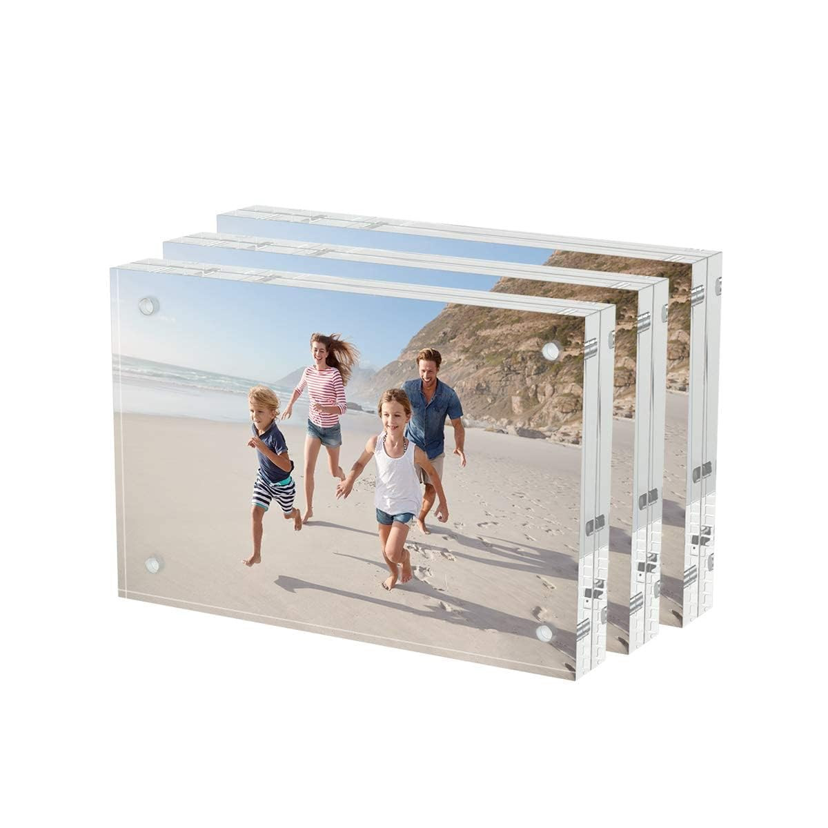 AITEE 4x6 Acrylic Picture Frames 3 Pack, 20% Thicker Block, Clear Picture Frames Freestanding Dou... | Amazon (US)